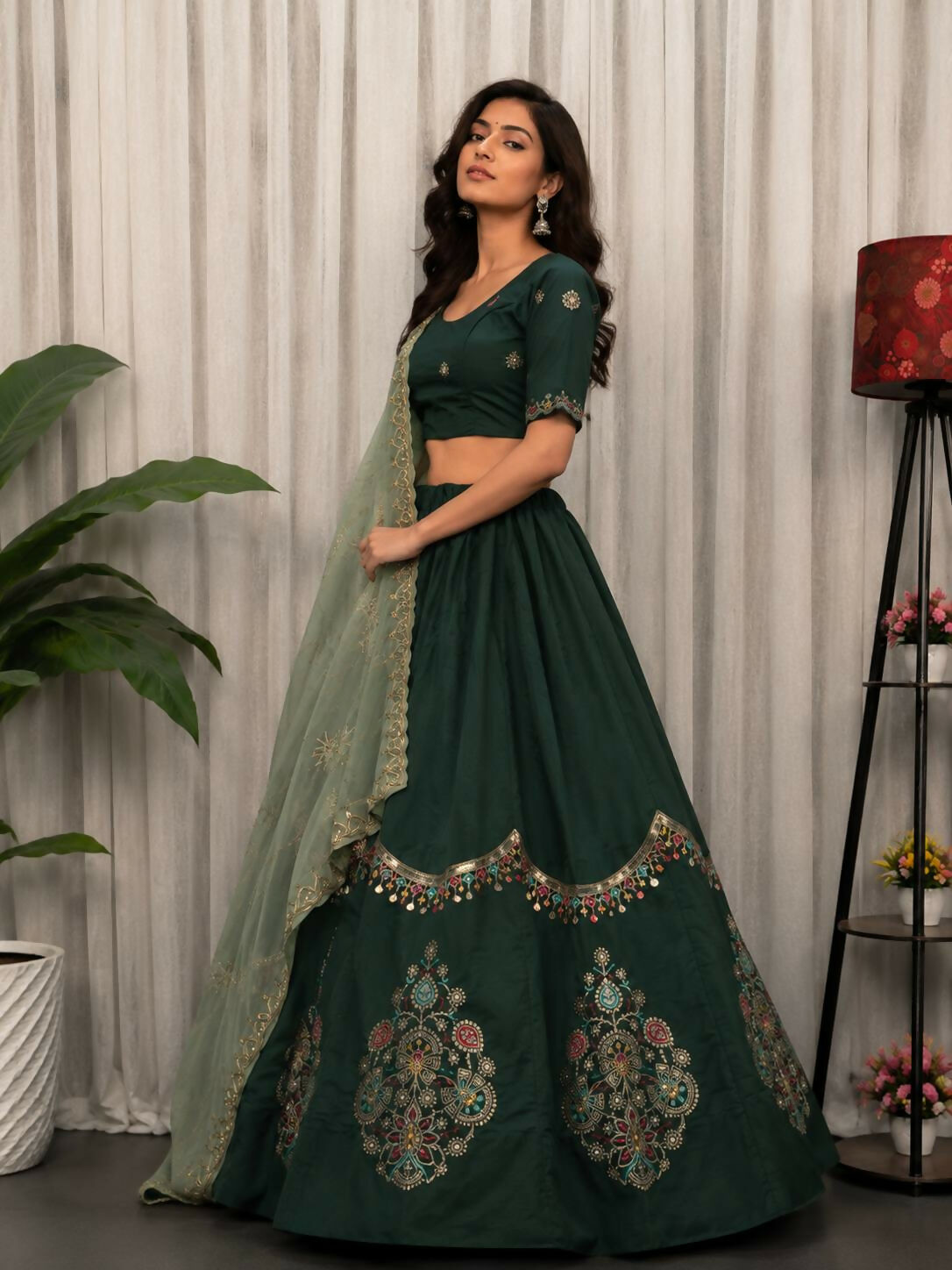 Lehenga Mart Green Designer Navratri Lehenga Choli for Women | Grocsy