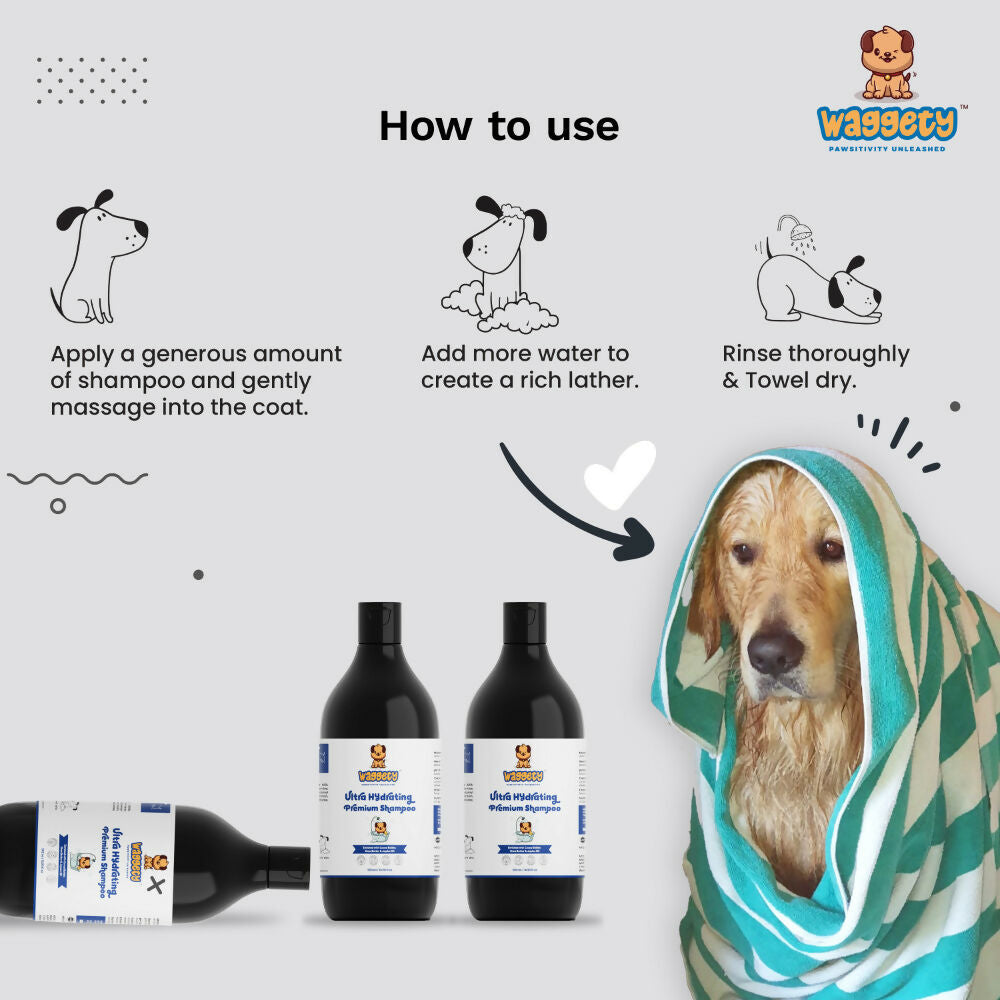 Waggety Ultra Hydrating Premium Shampoo For Dogs | Grocsy