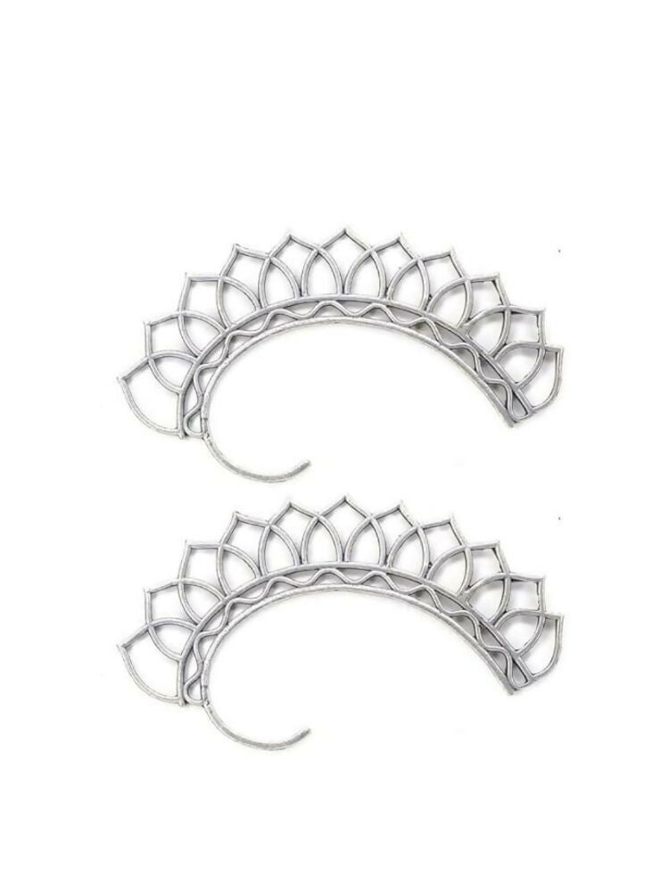 NVR Women Silver Plated Oxidised Leaf Shaped Ear Cuff | Grocsy