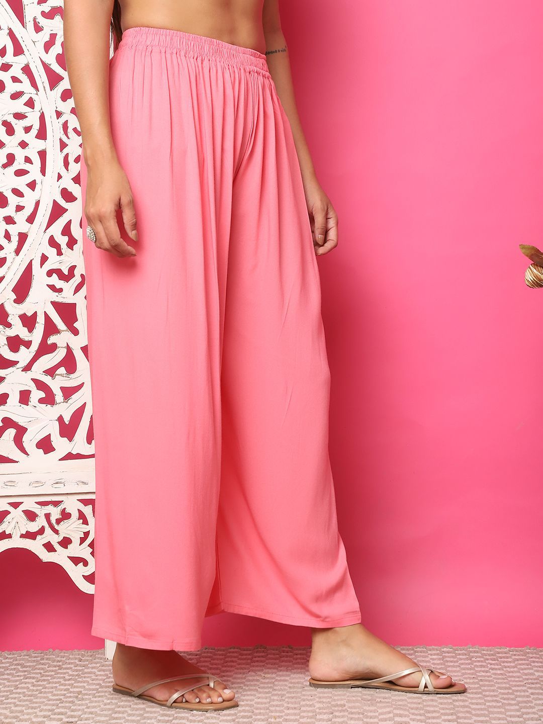 TAG 7 Women Flared Solid Palazzos | Grocsy