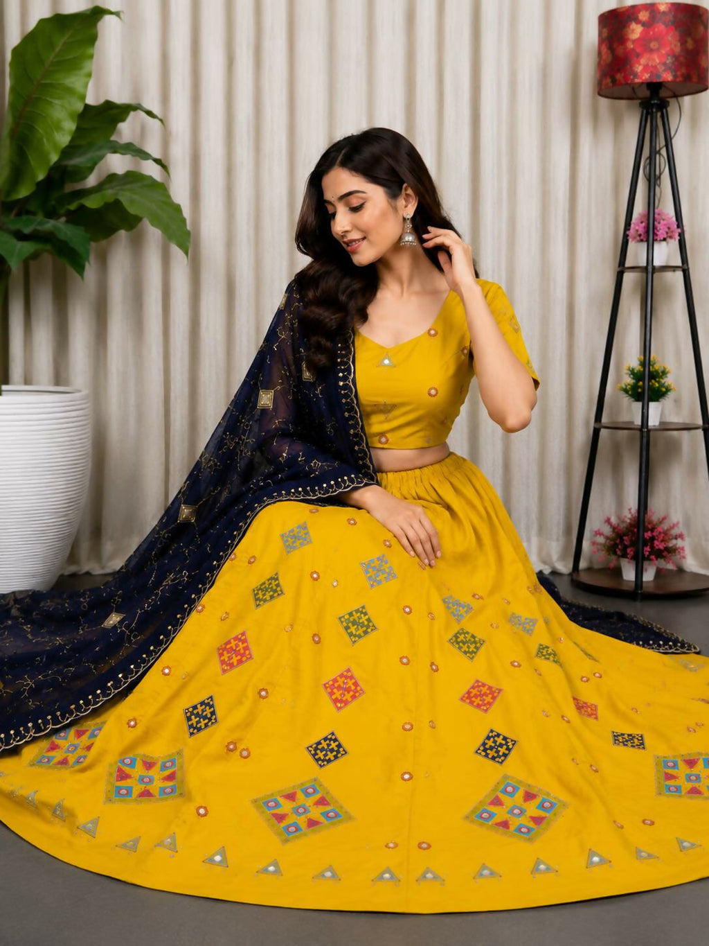 Lehenga Mart Yellow Designer Navratri Lehenga Choli for Women | Grocsy