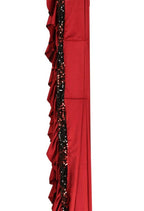 Mominos Fashion All Season Wear Olive Red And Black Ruffled Ready To Wear Saree