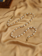 Gold-Toned White Embellished Mask Chain - Ruby Raang | Grocsy