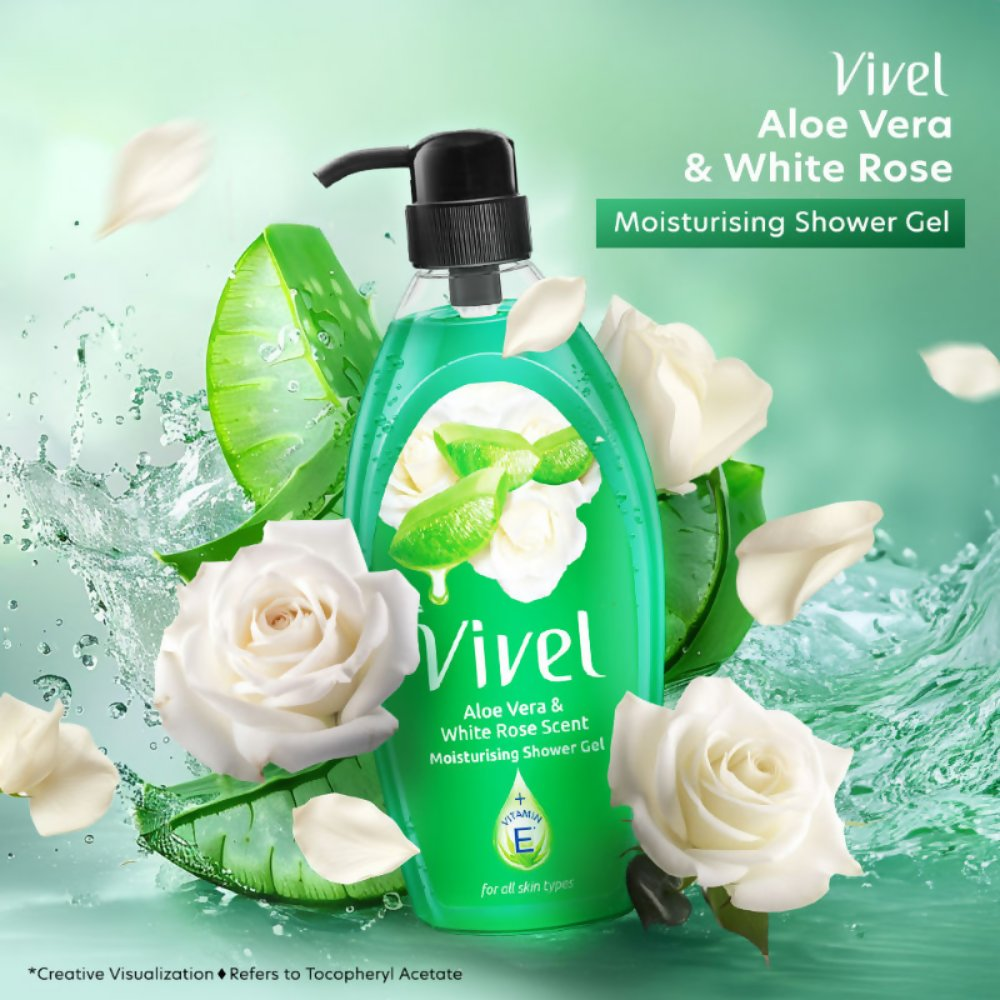 Vivel Aloe Vera & White Rose Scent Moisturizing Shower Gel | Grocsy
