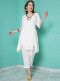 Women Republic White Rayo N Crepe Coord Set | Grocsy