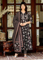Miravan Women's Embroidered Multi Colour Anarkali Kurta With Palazzo And Dupatta | Grocsy