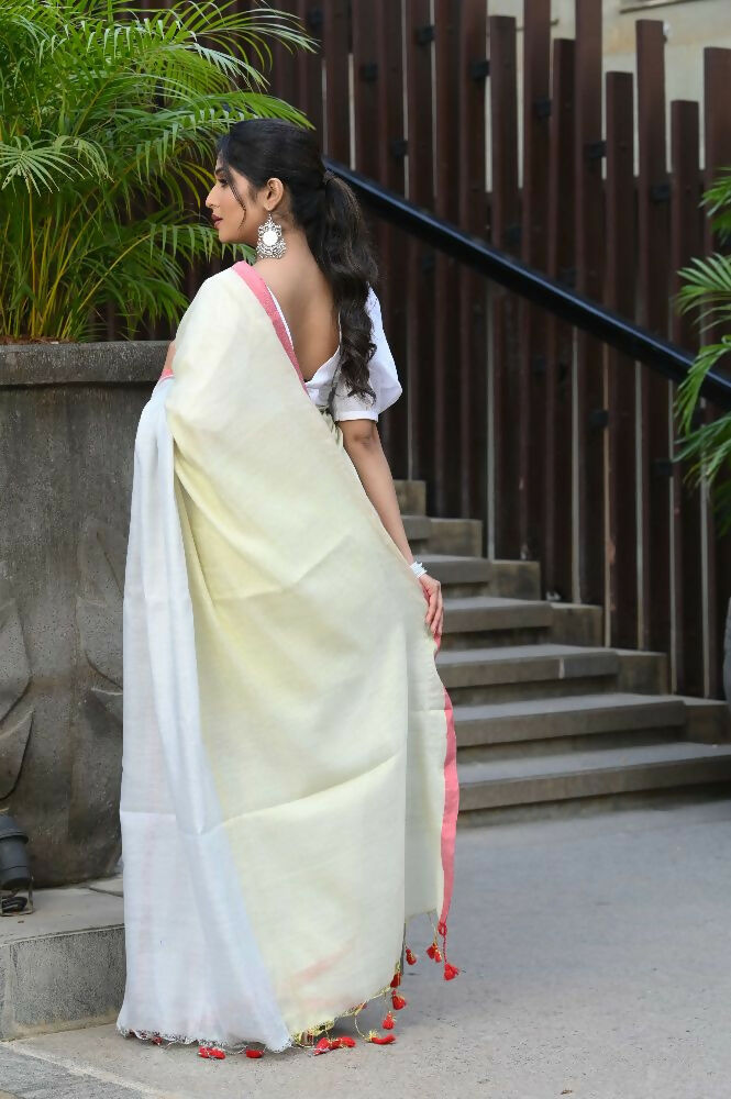 Beatitude White Tissue Silk Saree | Grocsy
