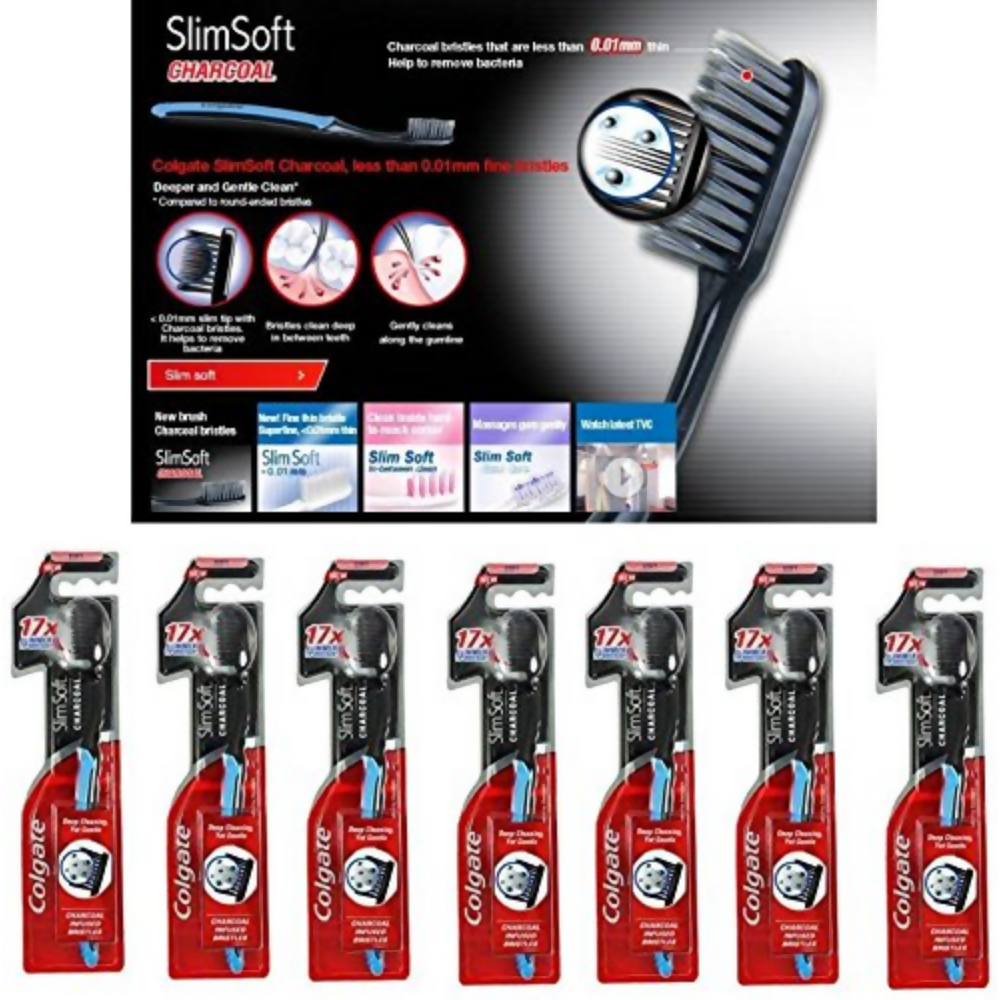 Colgate Adult Slimsoft Charcoal Infused Manual Bristles For Deep Cleaning | Grocsy