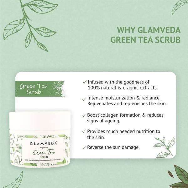 Glamveda Green Tea Recharge & Renew Scrub | Grocsy