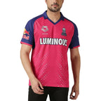 Rajasthan Royals Men Pink Typography Printed Half Sleeves Jersey IPL, T20 | Grocsy