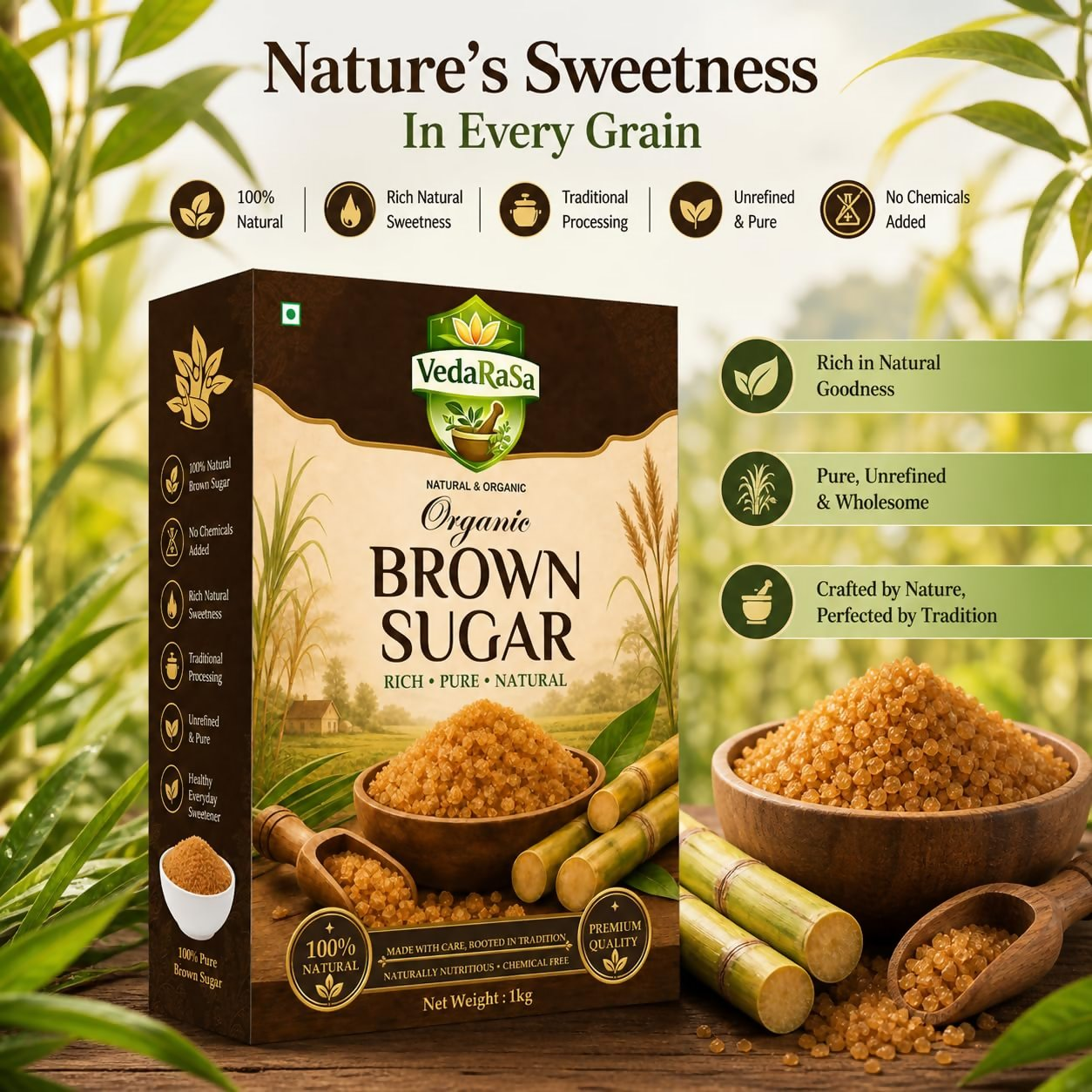 VedaRasa Natural Brown Sugar | Grocsy