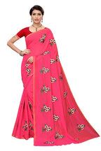 Vamika Chanderi Cotton Embroidery Pink Saree (MOGRA PINK) | Grocsy