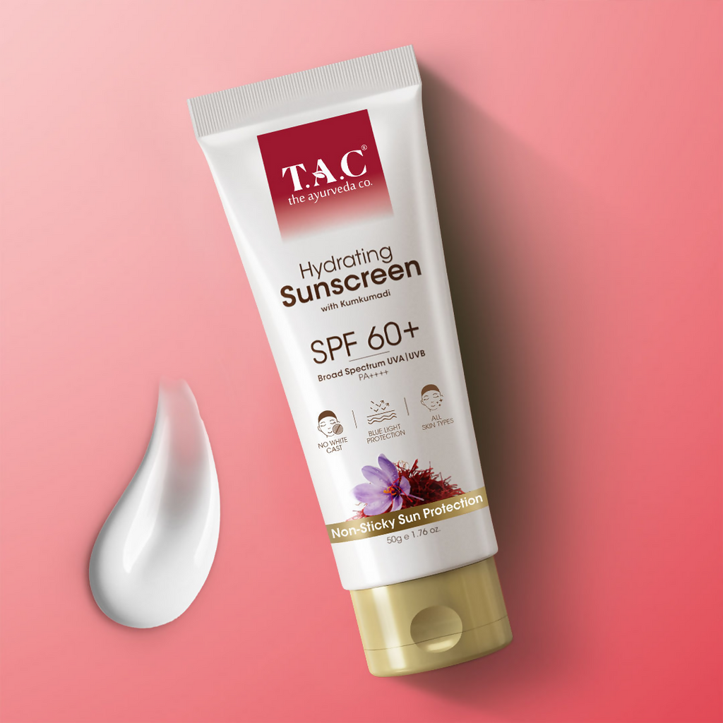 TAC - The Ayurveda Co. Kumkumadi Hydrating Sunscreen SPF 60+ PA++++ | Grocsy