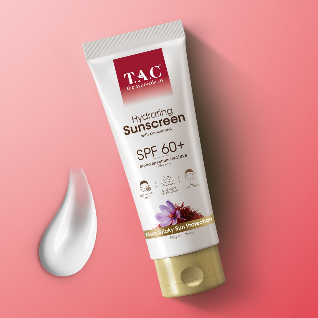TAC - The Ayurveda Co. Kumkumadi Hydrating Sunscreen SPF 60+ PA++++ | Grocsy