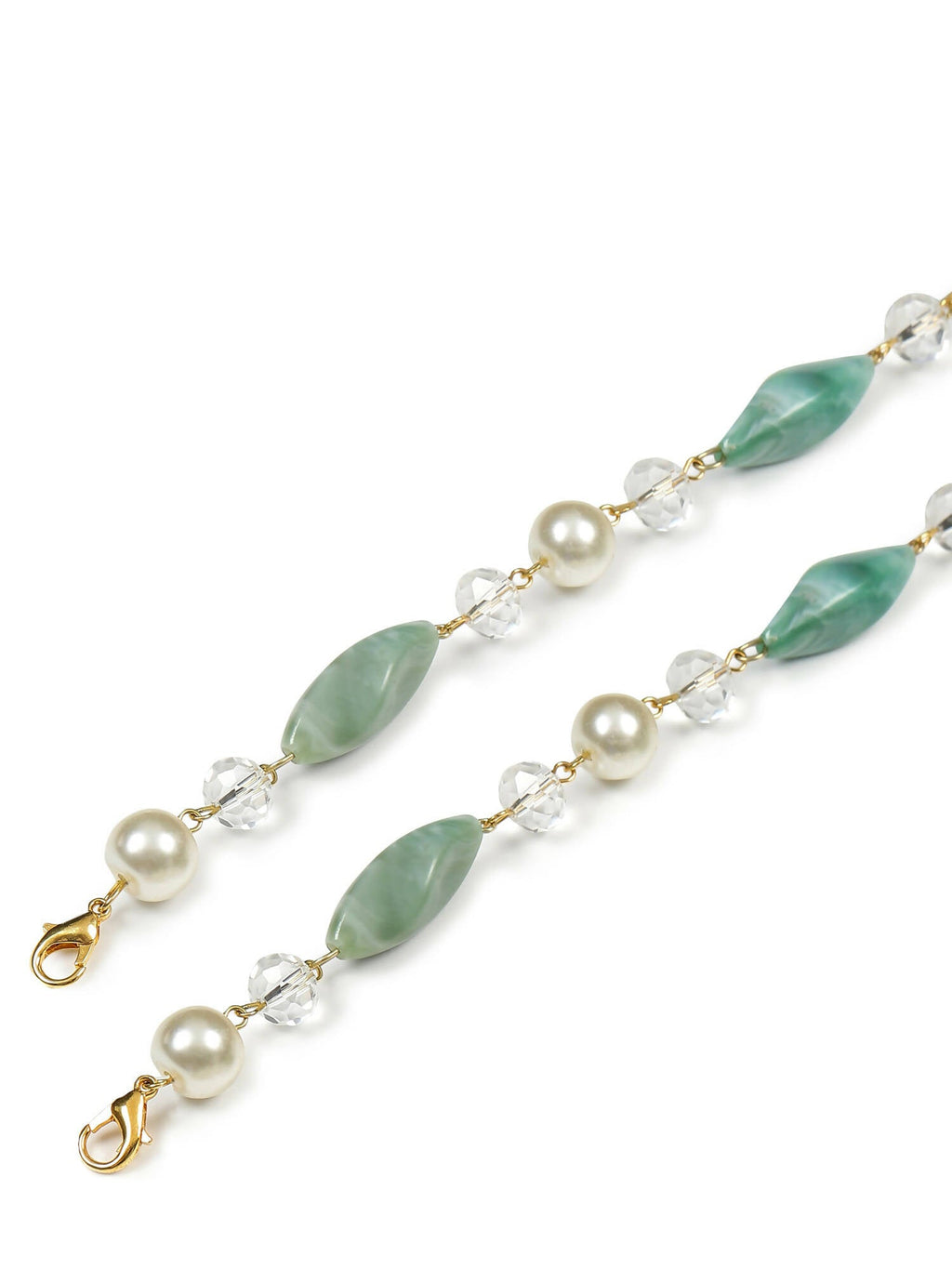 Gold-Toned Green Beaded Mask Chain - Ruby Raang | Grocsy
