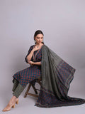 Joban Fashion Blue Cotton Buti Printed & Embroidery Work Kurta With Trousers & Dupatta Set | Grocsy