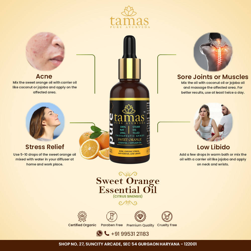 Tamas Pure Ayurveda 100% Natural Sweet Orange Essential Oil | Grocsy