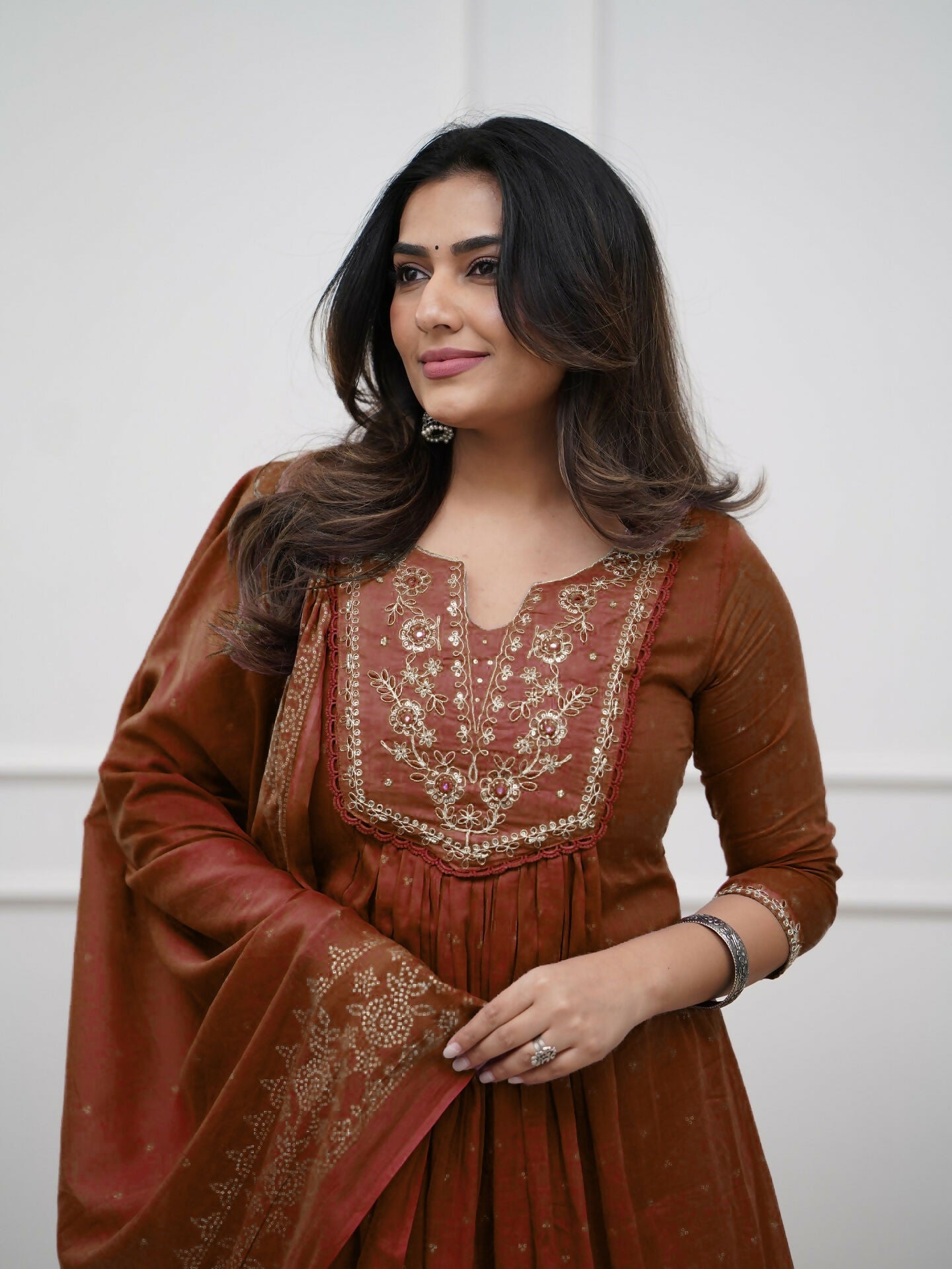 The52 Women's Beautiful Cotton Fabric Embroidery Work Straight Kurta Pant and Dupatta Set | Grocsy