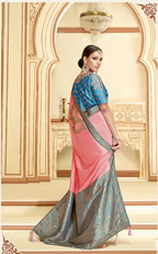 Pink Silk Georgettethread And Zari Embroidery, Laser Cut Buttas, Tassels Saree - Norita Hit | Grocsy