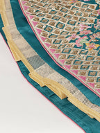 House of Panchhi Teal Pure Georgette Sequinse Work Lehenga & Blouse with Dupatta | Grocsy
