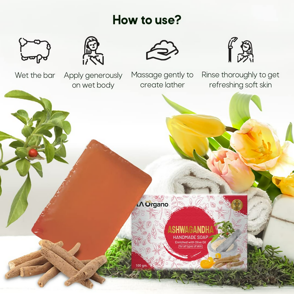 LA Organo Ashwgandha Handmade Natural Bath Soap | Grocsy