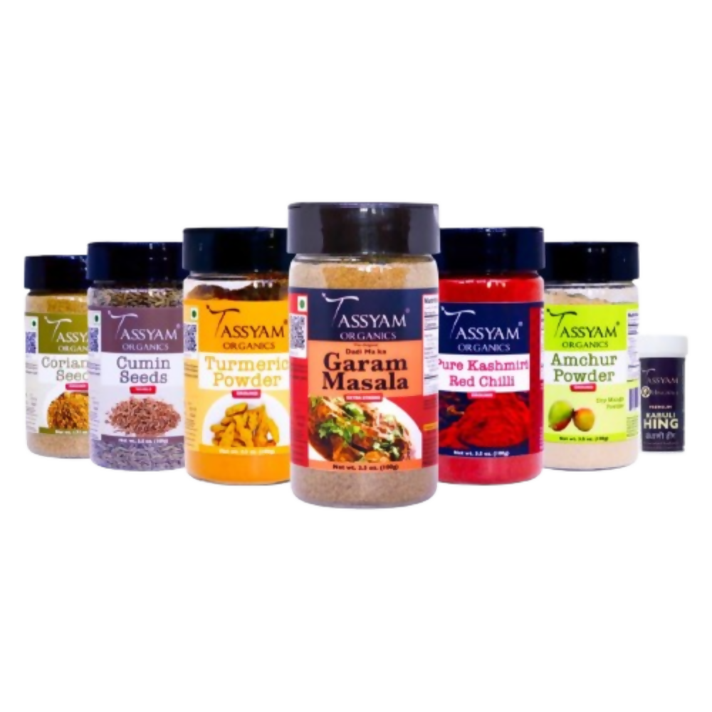 Tassyam Organics Student/ Traveller Essential Spice Pack | Grocsy