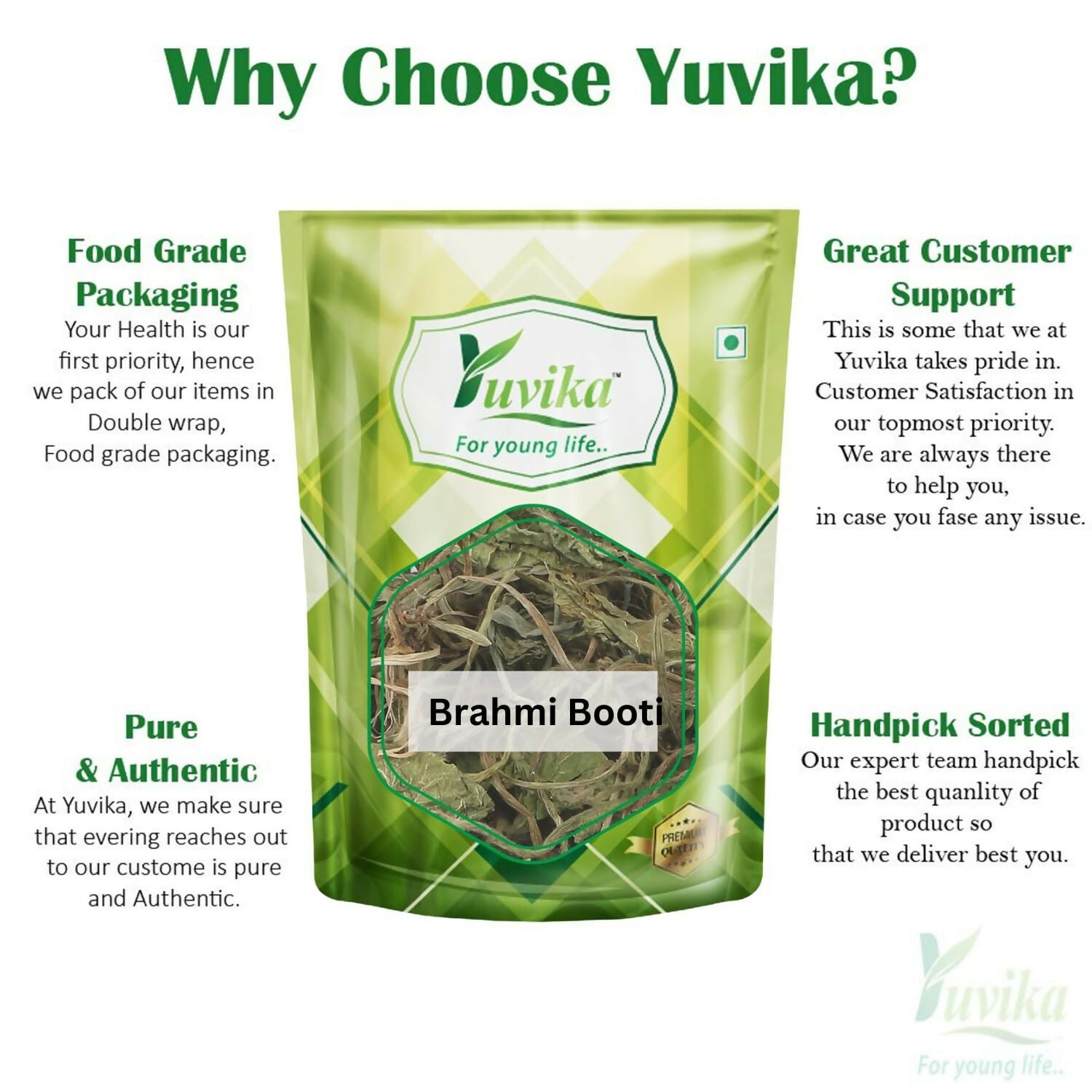 Yuvika Brahmi Booti - Gotu Kola - Bacopa Monnieri Linn - Indian Pennywort | Grocsy