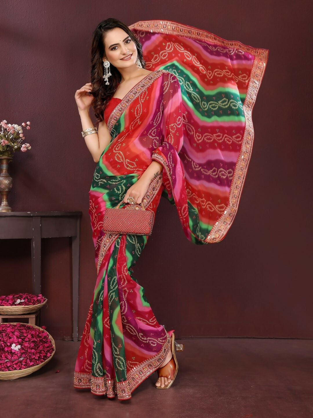 Ai Fashion Multi Georgette Digital Print Party Wear Saree | Grocsy