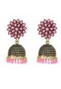 Mominos Fashion Johar Kamal Beautiful Kundan Work Jhumka With Baby Pink Beads