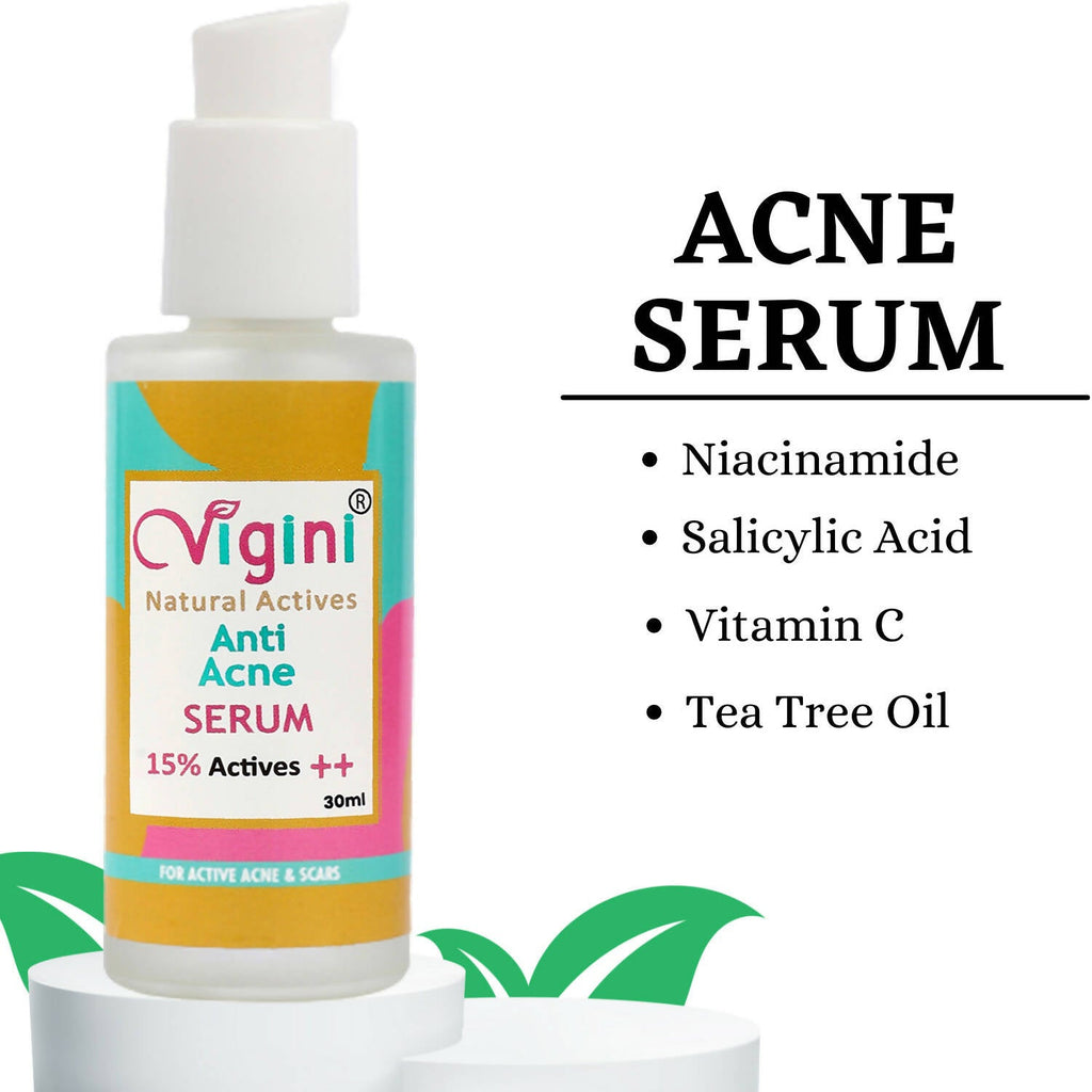 Vigini 15% Anti Acne Day Night Face Serum for Men Women Oily Skin | Grocsy