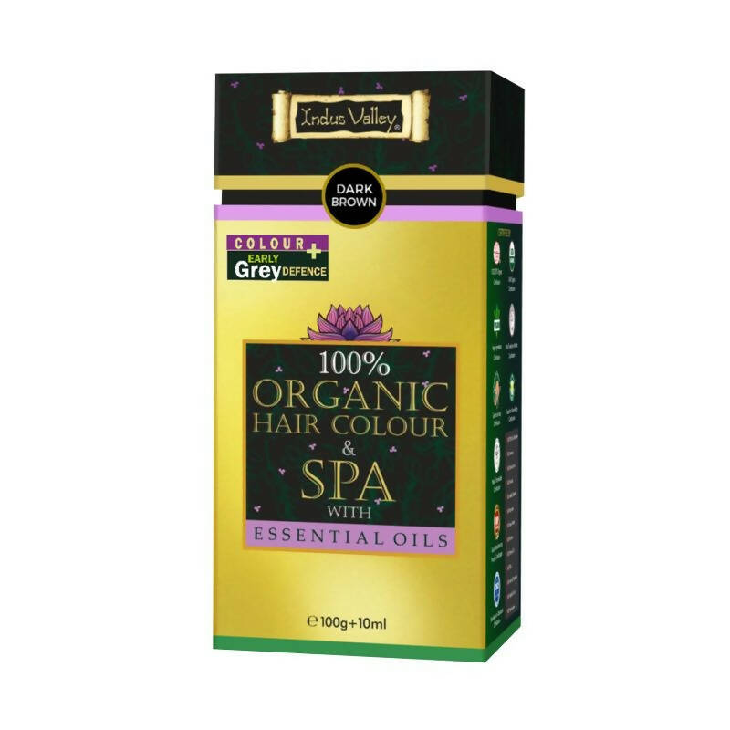 Indus Valley 100% Organic Hair Color & SPA with Essential Oil - Dark Brown | Grocsy