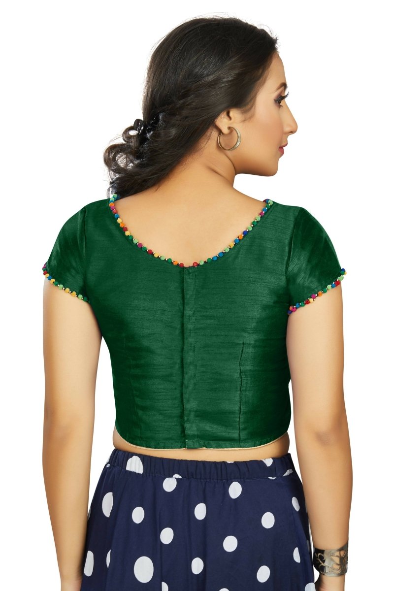 Aastha Fashion Women's Bottle Green Art Silk Designer Party Wear Readymade Blouse | Grocsy
