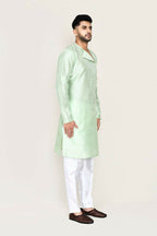 Joban Fashion Green Colored Art Silk Fabric Kurta With Straight Fit Pant | Grocsy