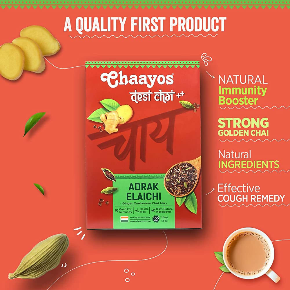 Chaayos Adrak Elaichi Tea Powder (Ginger & Cardamom) | Grocsy