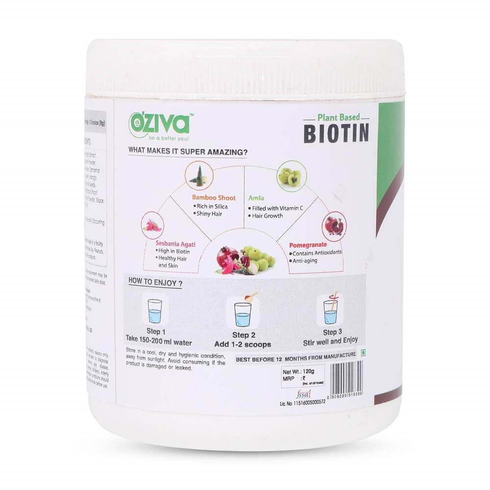 OZiva Plant Based Biotin (10,000+ mcg) | Grocsy