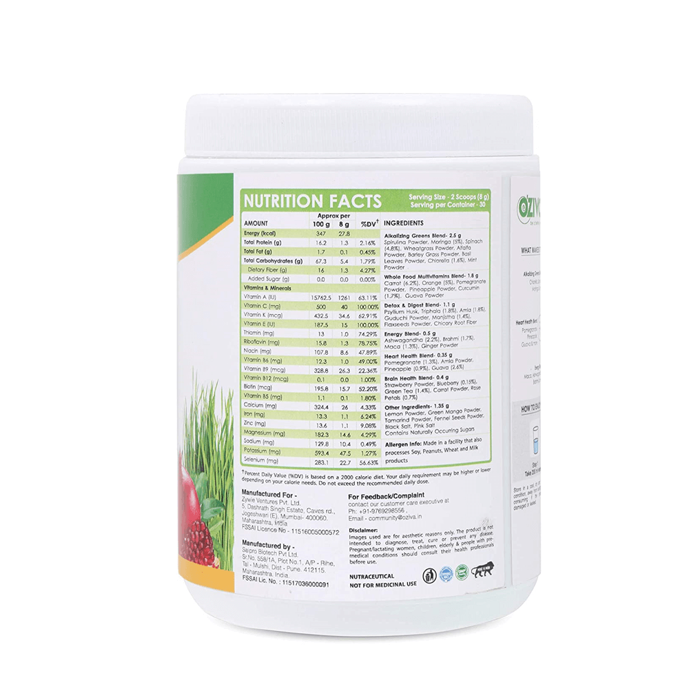 OZiva Superfood Greens & Herbs With Whole Food | Grocsy