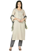 Joban Fashion Beige Cotton Rayon Kurta Set | Grocsy