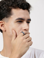 NVR Men's Rhodium Plated Stainless Steel Finger Ring | Grocsy