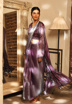Lavender Tom Silk Plain Ready To Wear Saree With Stitched Blouse - Satiksha | Grocsy