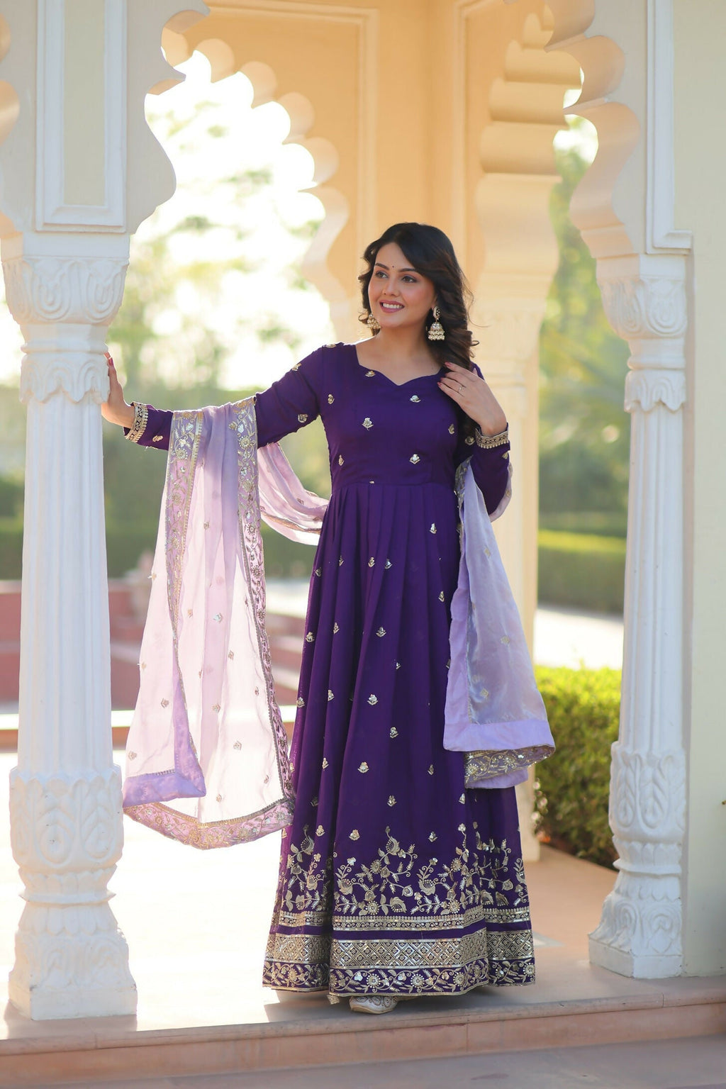 Joban Fashion Blue Georgette Sequence Embroidery Work Kurta Set | Grocsy