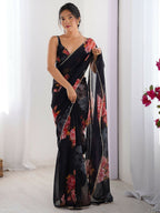 Traditional Partywear Black Georgette Fancy Saree-Pavitra | Grocsy