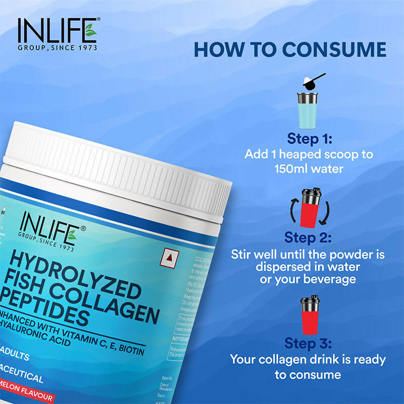 Inlife Hydrolyzed Fish Collagen Peptides Powder - Watermelon | Grocsy