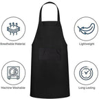 Uniformer Kitchen Apron For Men & Women-Black (Pack of 12) | Grocsy