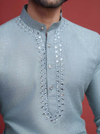 Vastranavya Exclusive Festival Wear Viscose Mirror Work on Self Weaving Kurta Only | Grocsy