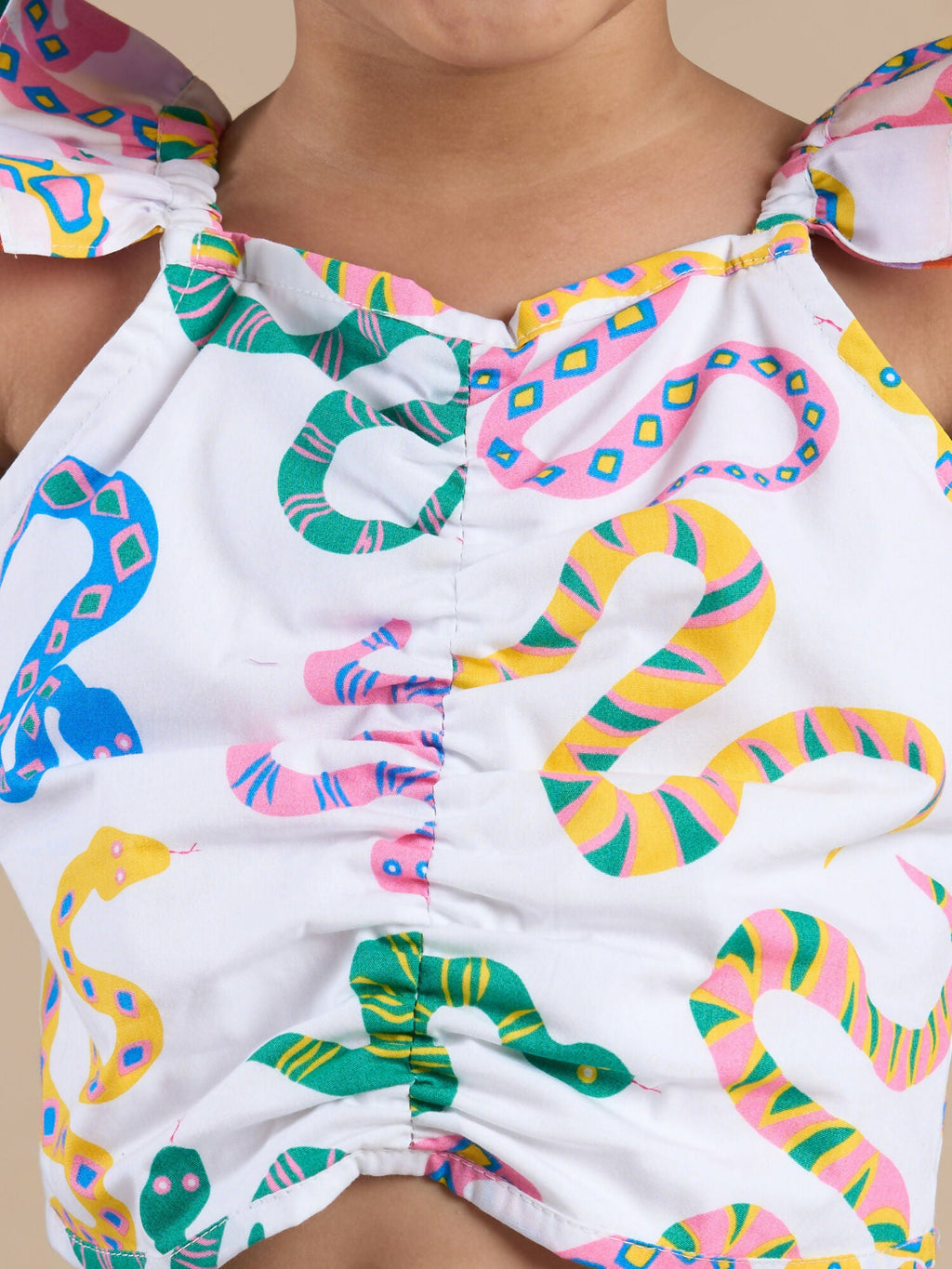 Snakes and Ladders Girls Multi Color Snake Print Top and Shorts Set from Siblings Collection | Grocsy