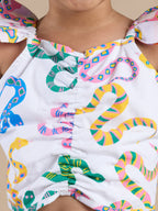 Snakes and Ladders Girls Multi Color Snake Print Top and Shorts Set from Siblings Collection | Grocsy