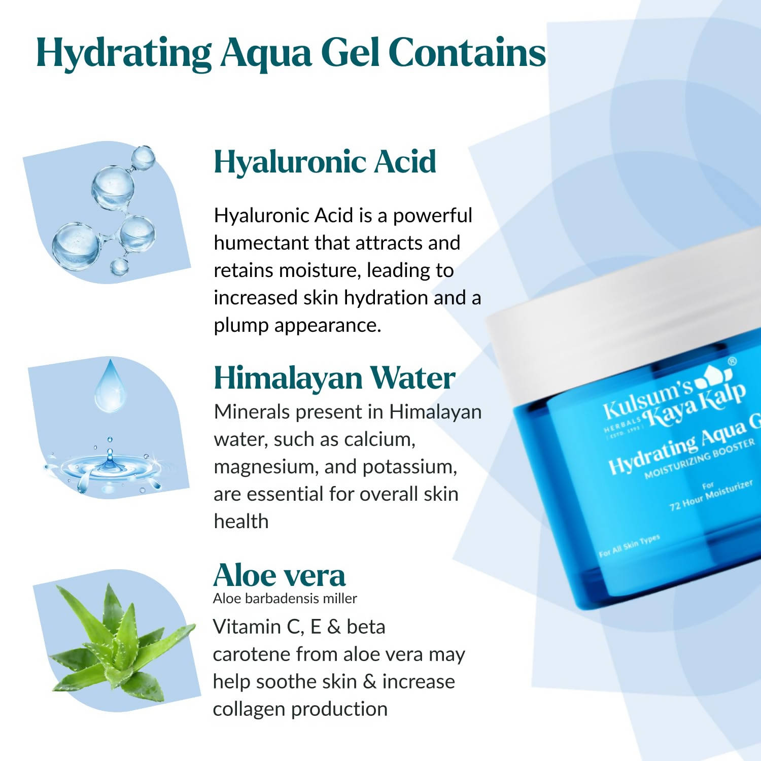 Kulsum's Kaya Kalp Hydrating Aqua Gel For Moisturizing And Soothing Skin | Grocsy