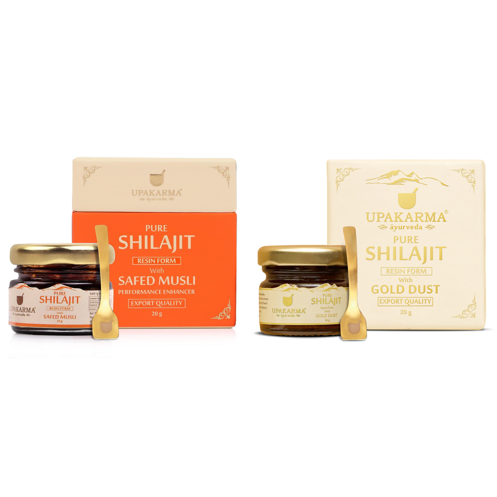 Upakarma Ayurveda Pure SJ Resin with Safed Musli & Pure SJ Resin with Gold Dust Combo | Grocsy