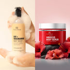 Botanic Hearth Oat & Niacinamide Bodywash & Hibiscus Scrub Combo | Grocsy