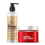Botanic Hearth Oat & Niacinamide Bodywash & Hibiscus Scrub Combo | Grocsy